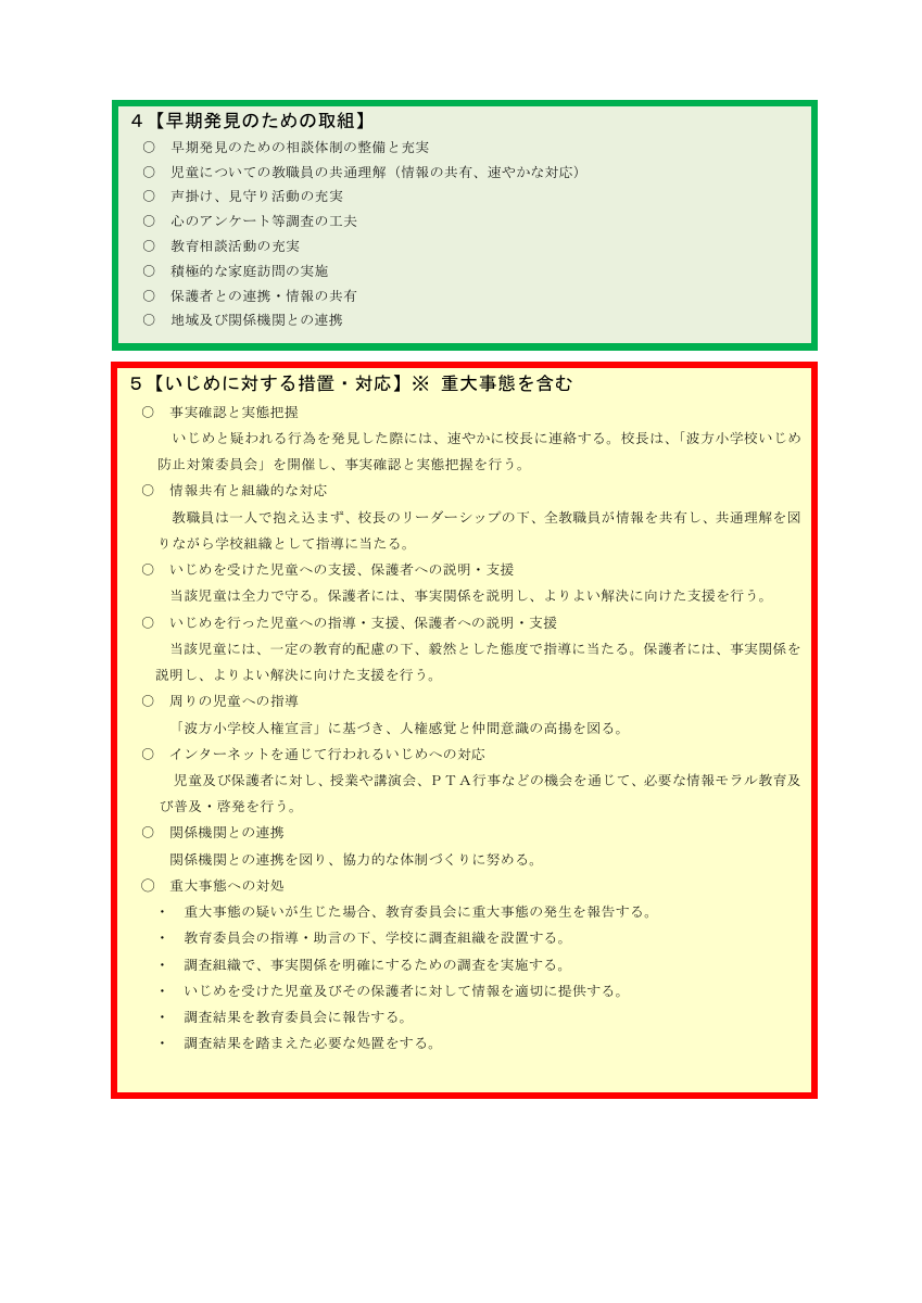 77（波方小）令和７年度 学校いじめ防止基本方針.pdfの2ページ目のサムネイル